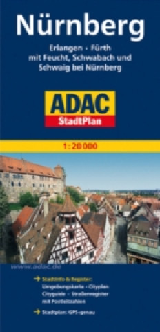 Plán města Nürnberg Erlangen Fürth 1:20 000