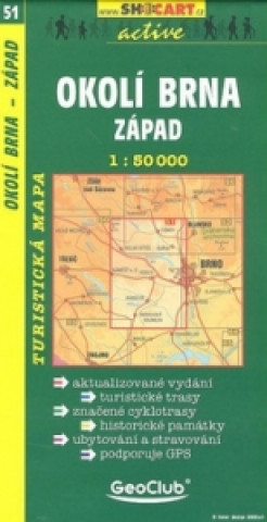 Okolďż˝ Brna - zďż˝pad 1:50 000