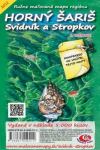 Ručne maľovaná mapa regiónu Horný Šariš Svidník a Stropkov