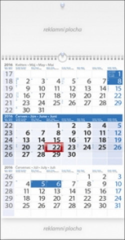 Tříměsíční modrý - nástěnný kalendář 2016