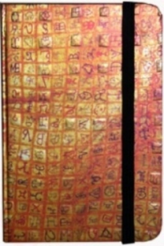 Zápisník s gumičkou 95x140 mm zlatý s červenou mřížkou A