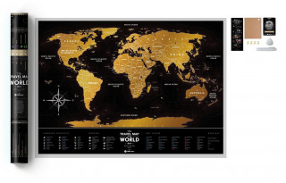Stírací mapa světa zlato-černá