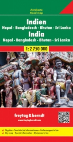 Indie, Nepál, Bangladéš, Bhutan, Srí Lanka - mapa 1:2 750 000