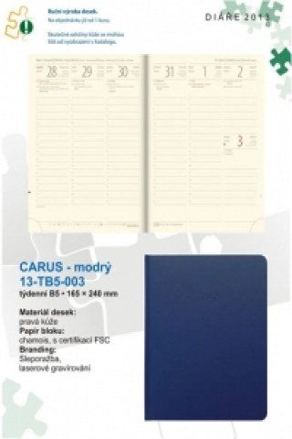Diář kožený 2013 - CARUS modrý - týdenní B5