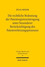 Die rechtliche Bedeutung der Patentregistereintragung unter besonderer Berucksichtigung des Patentverletzungsprozesses