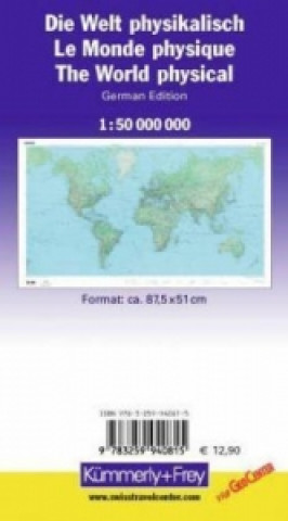 Kümmerly+Frey Poster Die Welt, physikalisch, Maßst. 1 : 50 Mio.. Le monde physique, Maßst. 1 : 50 Mio. / The World physical, Maßst. 1 : 50 Mio.