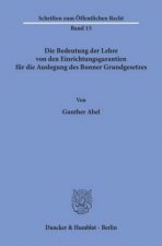 Die Bedeutung der Lehre von den Einrichtungsgarantien für die Auslegung des Bonner Grundgesetzes.