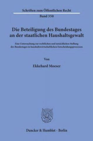 Die Beteiligung des Bundestages an der staatlichen Haushaltsgewalt.