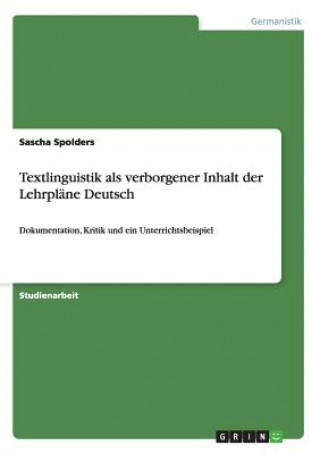Textlinguistik ALS Verborgener Inhalt Der Lehrpl ne Deutsch