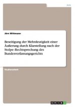 Beseitigung der Mehrdeutigkeit einer AEusserung durch Klarstellung nach der Stolpe‐Rechtsprechung des Bundesverfassungsgerichts
