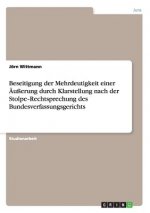 Beseitigung der Mehrdeutigkeit einer AEusserung durch Klarstellung nach der Stolpe‐Rechtsprechung des Bundesverfassungsgerichts