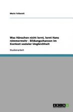 Was Hanschen nicht lernt, lernt Hans nimmermehr - Bildungschancen im Kontext sozialer Ungleichheit