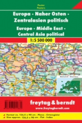 Europe - Middle East - Central Asia Map Flat in a Tube 1:5 500 000