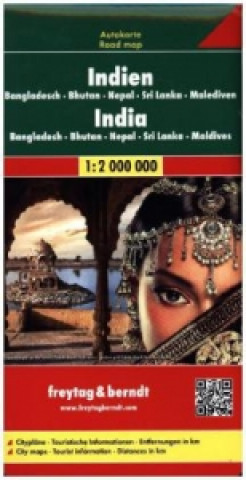 India - Bangladesh - Bhutan - Nepal - Sri Lanka - Maldives Road Map 1:2 000 000