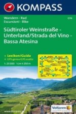 Kompass Karte Südtiroler Weinstraße, Unterland. Strada del Vino, Bassa Atesina