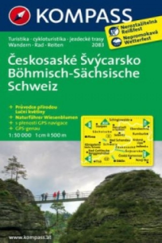 Kompass Karte Böhmisch-Sächsische Schweiz, m. Kompass Naturführer Wiesenblumen. Ceskosaské Svýcarsko