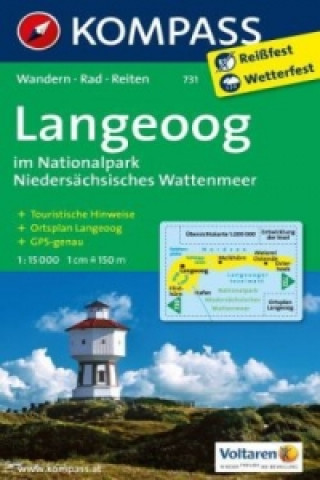 Kompass Karte Langeoog im Nationalpark Niedersächsisches Wattenmeer