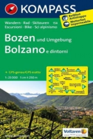 Kompass Karte Bozen und Umgebung. Bolzano e dintorni