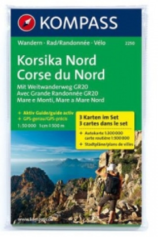 Kompass Karte Korsika Nord, 3 Bl.. Corse du Nord