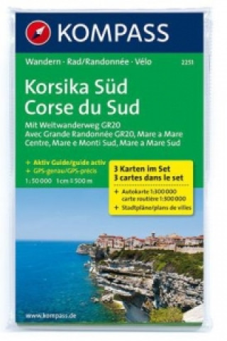 Kompass Karte Korsika Süd, 3 Bl.. Corse du Sud