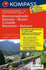 Kompass Fahrrad-Tourenkarte Brennerradroute Brenner - Bozen - ciclabile Brennero - Bolzano