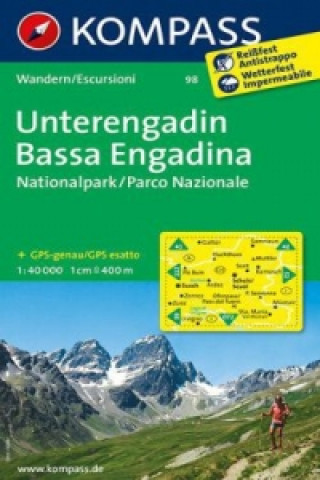 KOMPASS Wanderkarte Unterengadin, Bassa Engadina, Nationalpark, Parco Nazionale