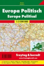Freytag & Berndt Poster Europa, politisch, mit Metallstäben. Europe, political