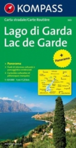 Kompass Panorama-Karte Gardasee. Kompass Panorama-Karte Lake Garda. Kompass Panorama-Karte Lago di Garda; Lac de Garde