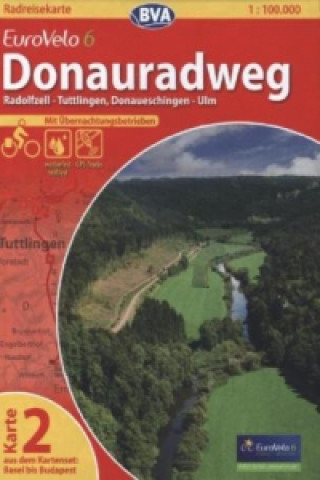 BVA Radreisekarte EuroVelo 6, Donauradweg - Radolfzell - Tuttlingen, Donaueschingen - Ulm
