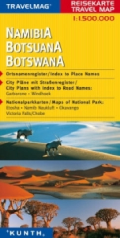 Travelmag Reisekarte Namibia, Botswana. Namibia, Botsuana