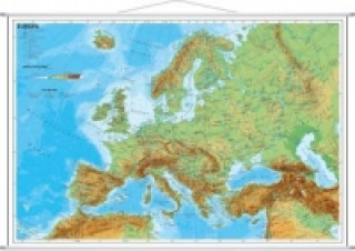 Stiefel Wandkarte Kleinformat Europa, physisch, mit Metallstäben