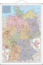 Stiefel Wandkarte Großformat Deutschland, Organisationskarte, mit Metallstäben