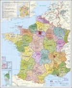 Stiefel Wandkarte Großformat Frankreich, Postleitzahlen, ohne Metallstäbe
