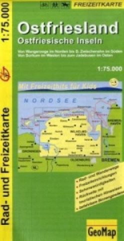 GeoMap Karte Ostfriesland, Ostfriesische Inseln, 1:75.000 Rad- und Freizeitkarte