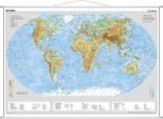 Stiefel Wandkarte Miniformat Die Erde, physisch, mit Metallstäben