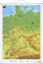 Stiefel Wandkarte Miniformat Deutschland, physisch, mit Metallstäben