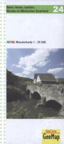 Balve, Hemer, Iserlohn, Menden im Märkischen Sauerland Blatt 24, topographische Wanderkarte NRW