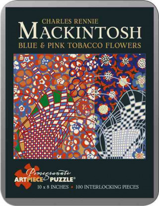 Blue and Pink Tobacco Flowers  Charles Rennie Mackintosh 100-Piece Jigsaw Puzzle