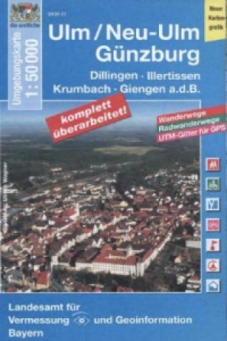 Topographische Karte Bayern Ulm/Neu-Ulm, Günzburg