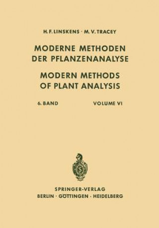 Modern Methods of Plant Analysis / Moderne Methoden der Pflanzenanalyse