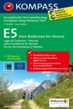 KOMPASS Wander-Tourenkarte Europäischer Fernwanderweg E5 Vom Bodensee bis Verona 1:50.000. E5, Lago di Costanza - Verona / E5, Lake Constance to Veron