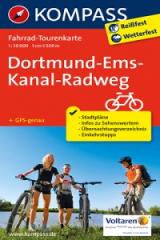 KOMPASS Fahrrad-Tourenkarte Dortmund-Ems-Kanal-Radweg 1:50.000