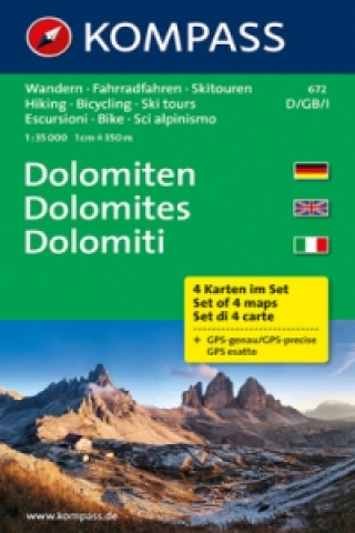 Kompass Karte Dolomiten - Dolomites - Dolomiti, 4 Bl.