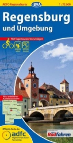 ADFC-Regionalkarte Regensburg und Umgebung mit Tagestouren-Vorschlägen, 1:75.000, reiß- und wetterfest, GPS-Tracks Download