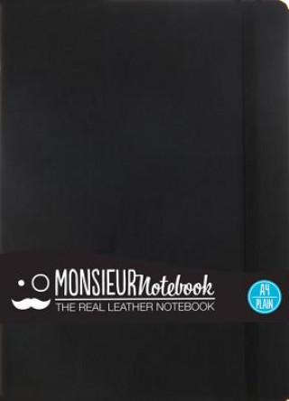 Monsieur Notebook - Real Leather A4 Black Plain