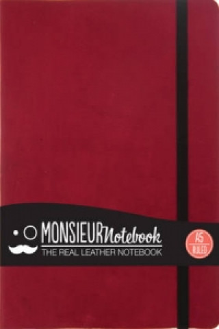 Monsieur Notebook Leather Journal - Red Ruled Medium A5