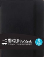 Monsieur Notebook Leather Journal - Black Plain Small A6