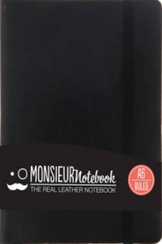 Monsieur Notebook Leather Journal - Black Ruled Small A6