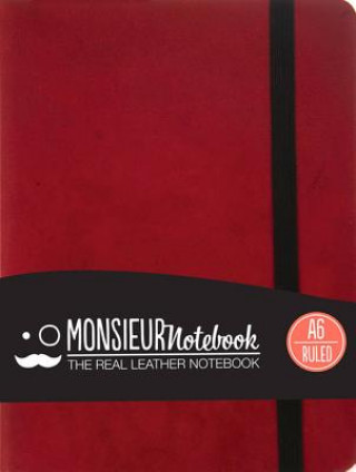 Monsieur Notebook Leather Journal - Red Ruled Small A6