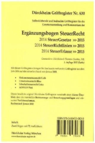 Ergänzungsbogen SteuerRecht, Griffregister